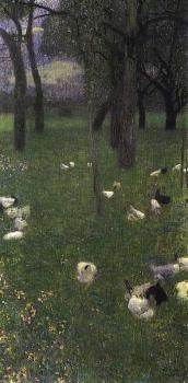 Gustav Klimt : After the Rain (Garden with Chickens in St. Agatha)